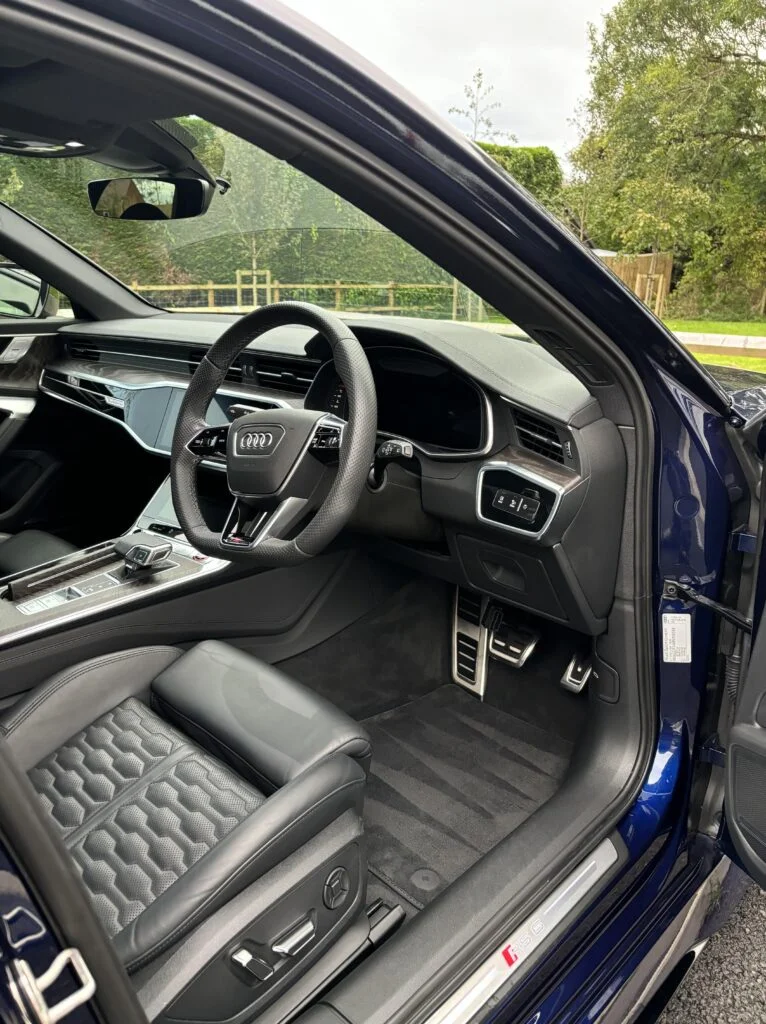 valeted interior of a blue audi